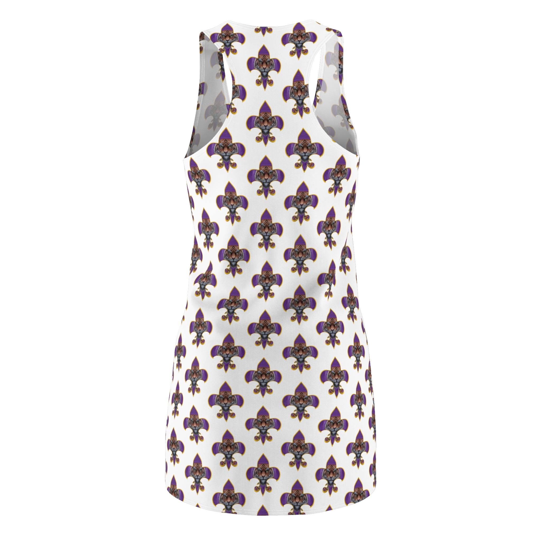 Racerback Dress — Purple & Gold Fleur‑de‑Lis Tiger All‑Over Print - Image 2