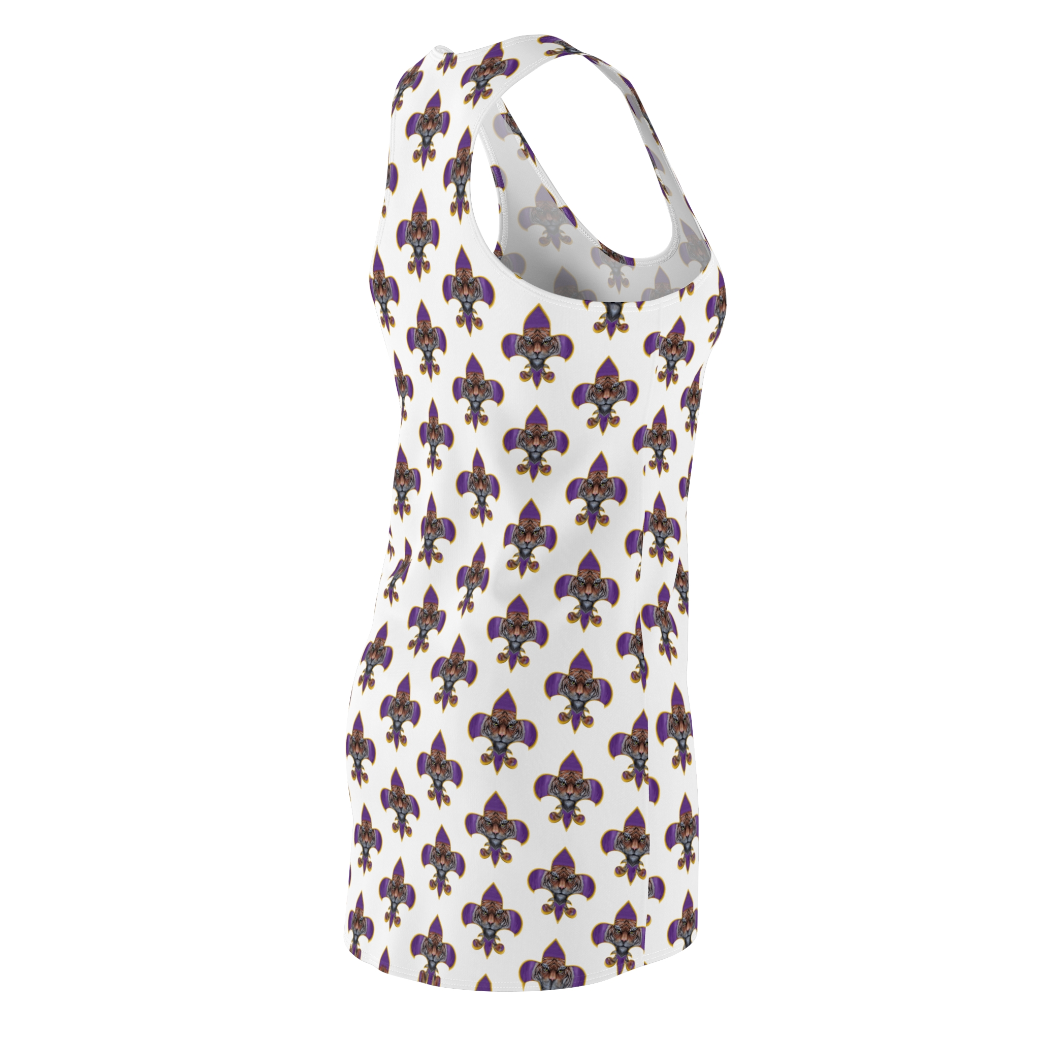 Racerback Dress — Purple & Gold Fleur‑de‑Lis Tiger All‑Over Print - Image 4