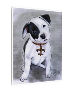 Alternative view of Cute Black & White Puppy with Fleur-de-Lis Collar, Matte Stretched Canvas, Wall Decor