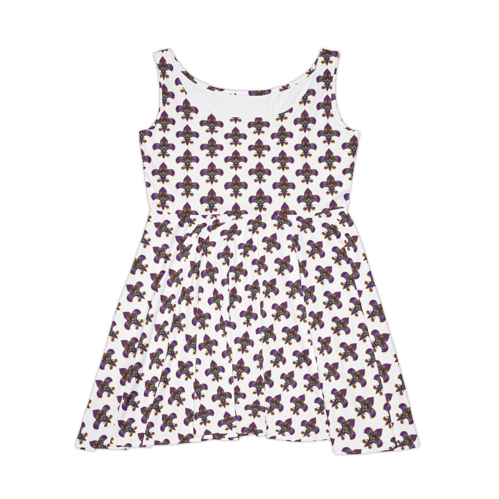 Fleur-de-Lis All-Over Print Women's Skater Dress — Floral Gothic Pattern
