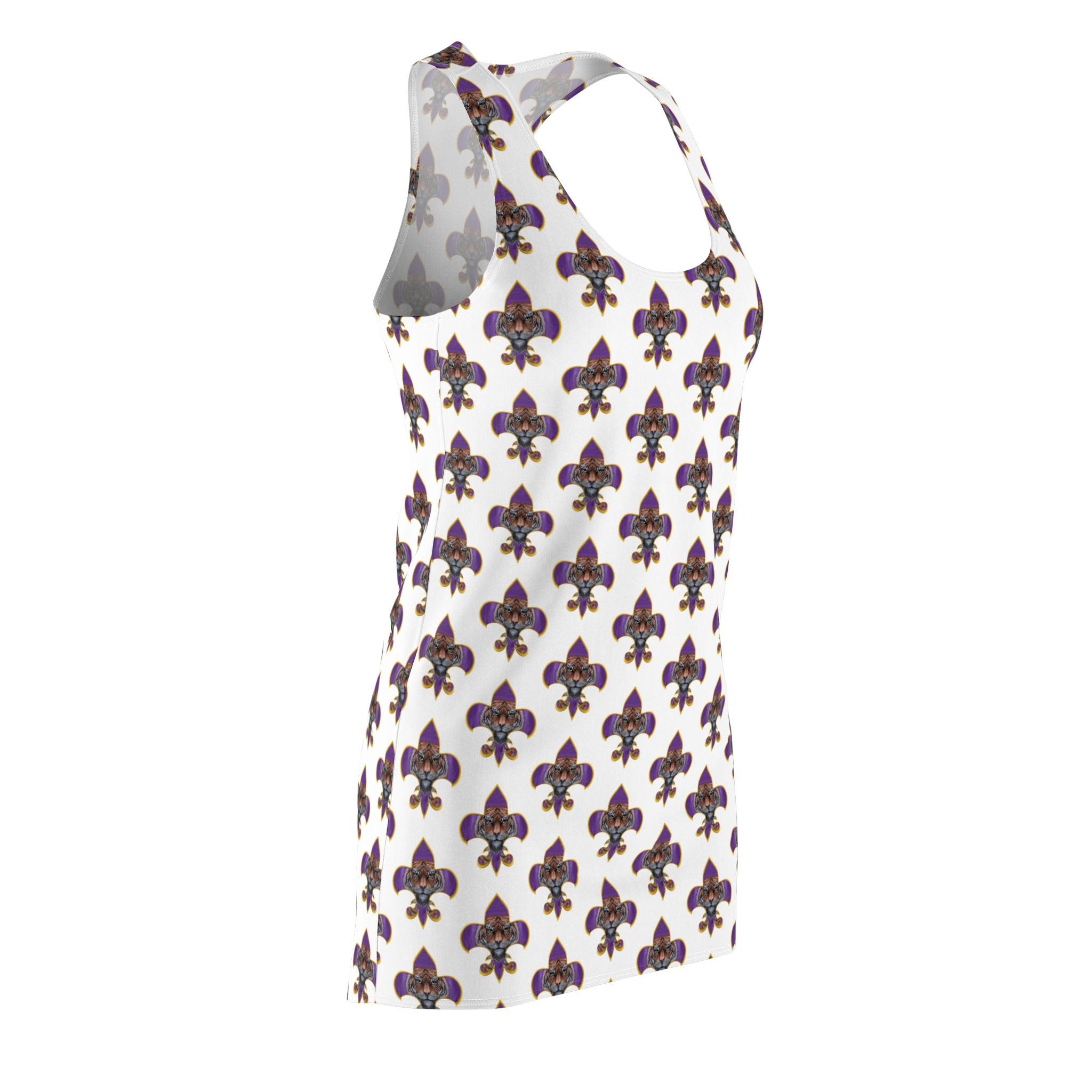 Racerback Dress — Purple & Gold Fleur‑de‑Lis Tiger All‑Over Print - Image 3